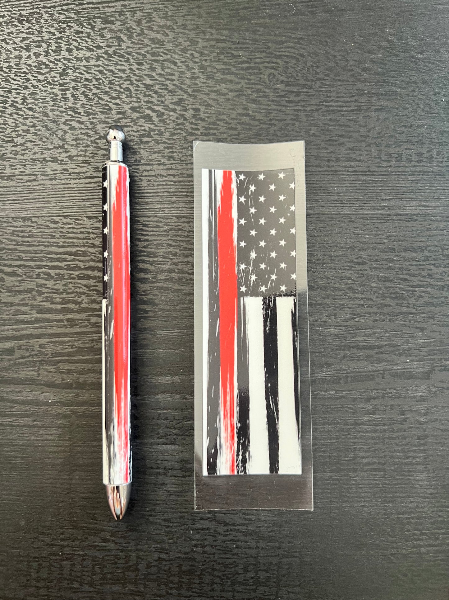 Stainless Steel Red Line Flag Pen