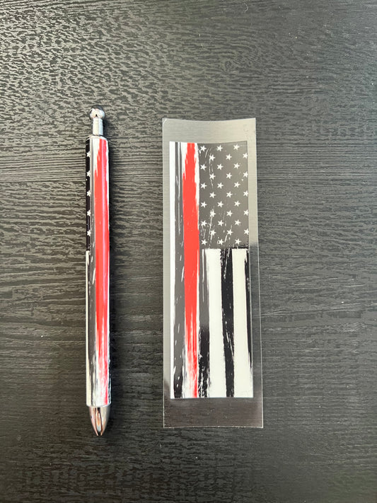 Stainless Steel Red Line Flag Pen